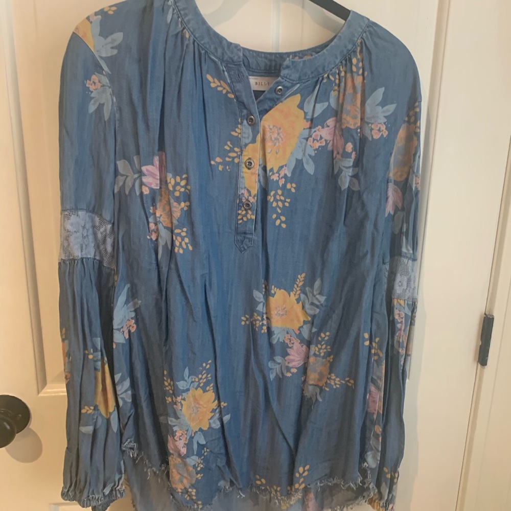 Floral chambray shirt